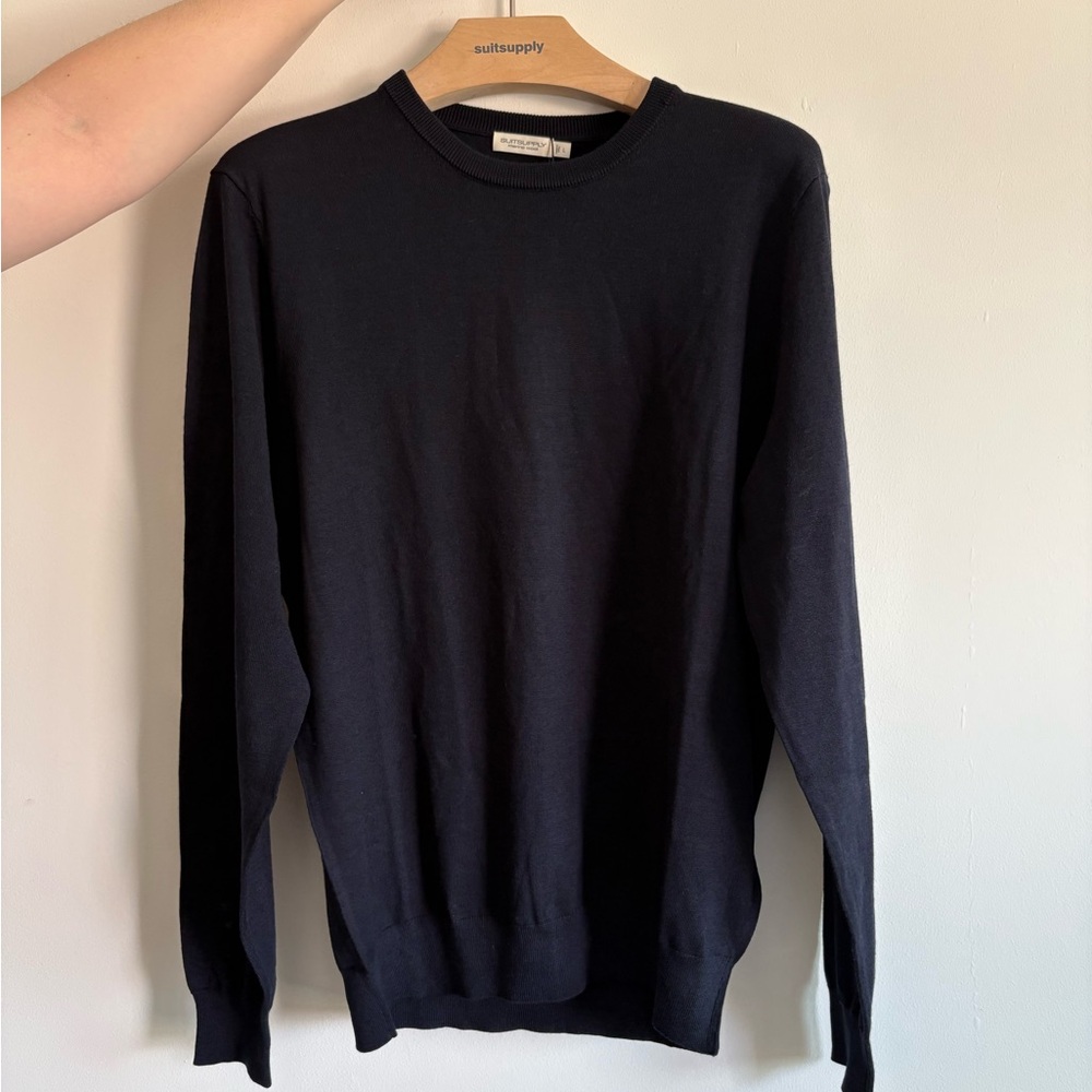 Suitsupply Men's Dark Navy Merino Wool Crewneck Sweater